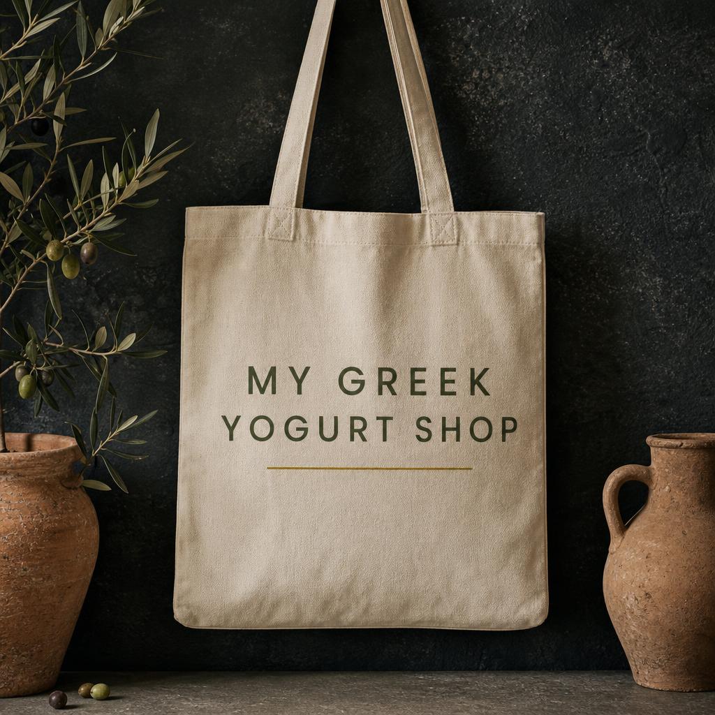 Cotton tote bag printed MY GREEK YOGURT SHOP